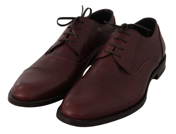 Dolce &amp; Gabbana Red Bordeaux Leather Derby -muodolliset kengät