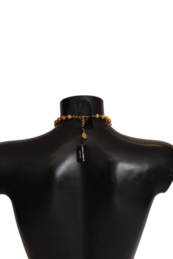 Dolce &amp; Gabbana kultainen messinki Carretto Sicily Statement Crystal Chain -kaulakoru