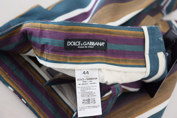 Dolce &amp; Gabbana moniväriset raidalliset joustavat puuvillashortsit