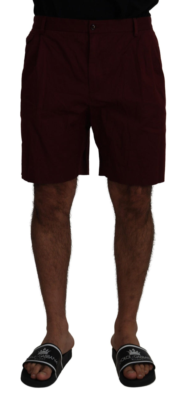 Dolce &amp; Gabbana Maroon Cotton Bermuda -shortsit