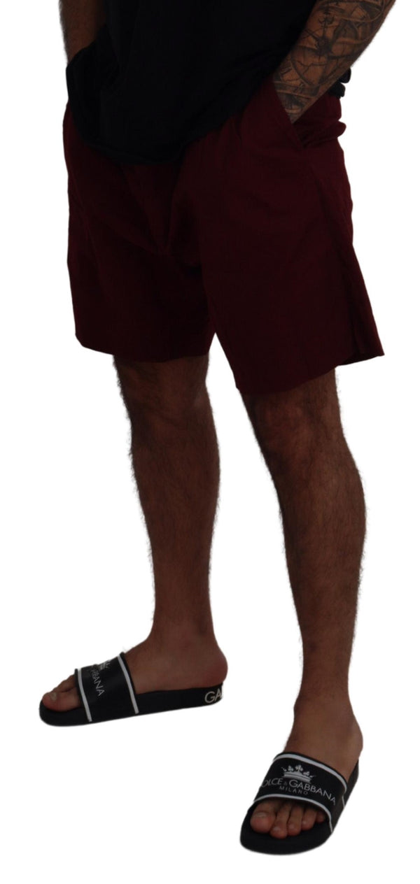 Dolce &amp; Gabbana Maroon Cotton Bermuda -shortsit