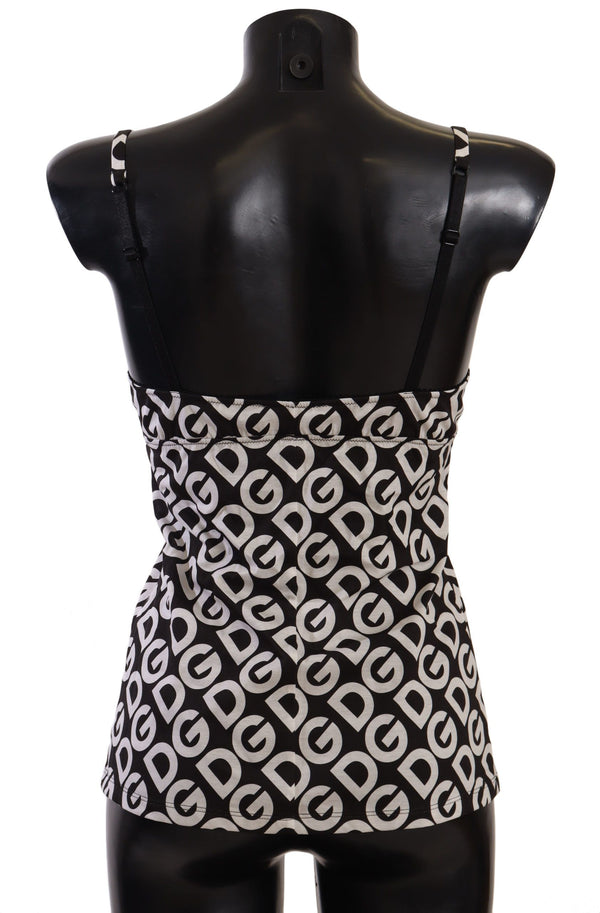 Dolce &amp; Gabbana Black White Logo Print Camisole Top Alusvaatteet
