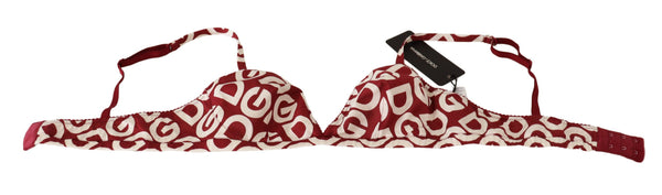 Dolce &amp; Gabbana punainen valkoinen DG Print Non Wire puuvillarintaliivit alusvaatteet