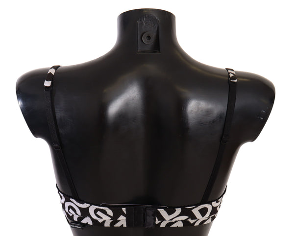 Dolce &amp; Gabbana mustavalkoinen DG Print Non Wire -puuvillarintaliivit