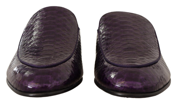Dolce &amp; Gabbana Purple Exotic Leather Flats Slides -kengät