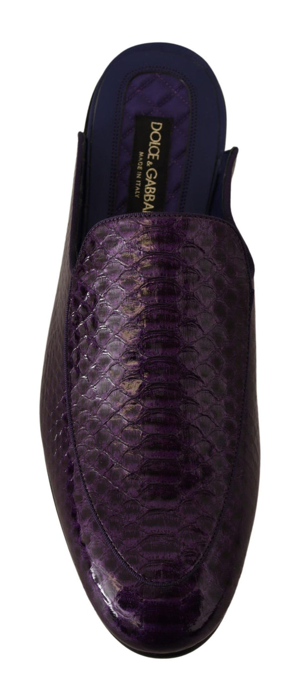 Dolce &amp; Gabbana Purple Exotic Leather Flats Slides -kengät