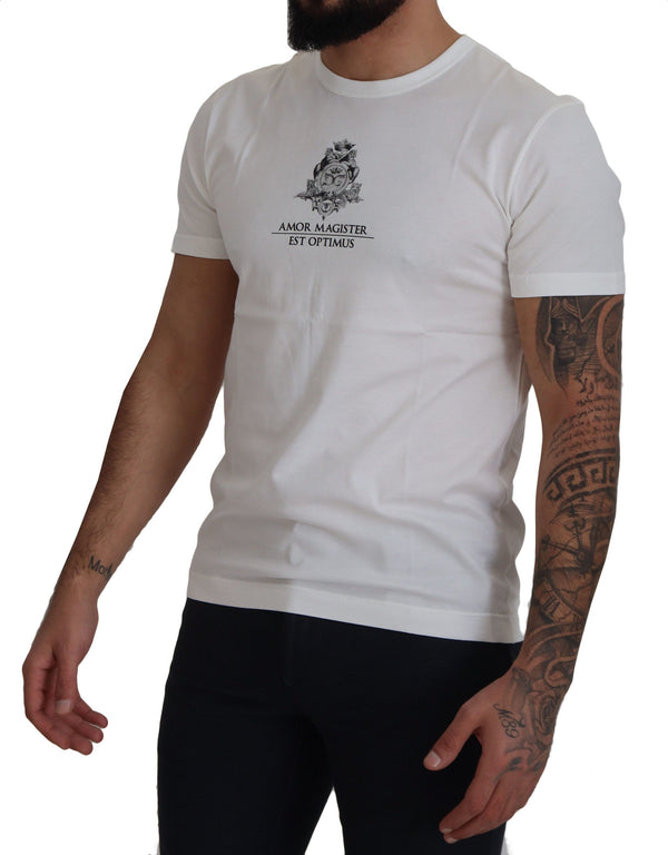 Dolce &amp; Gabbana White Logo Cotton Amor Magister T-paita
