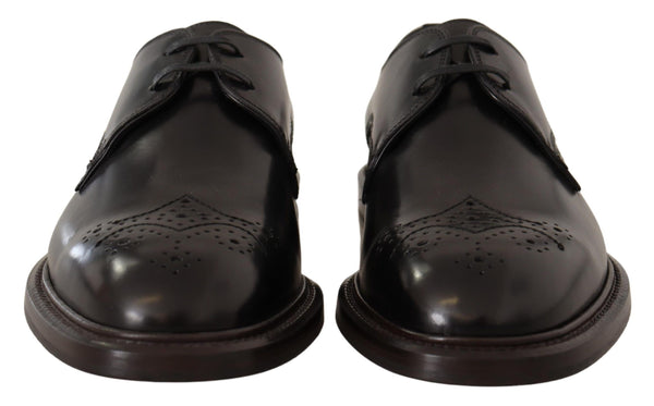 Dolce &amp; Gabbana musta nahkamekko Muodolliset Derby-kengät