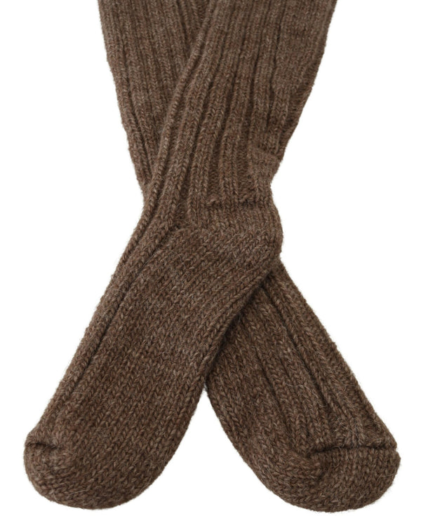 Dolce &amp; Gabbana ruskeat villaneulotut pohkeen pitkät naisten sukat