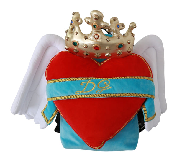 Dolce &amp; Gabbana Red Blue Heart Wings DG Crown -koulureppu