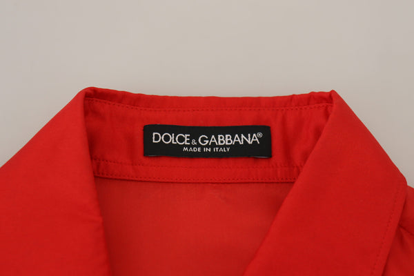 Dolce &amp; Gabbana punainen silkkikaulus pitkähihainen mekkopaita