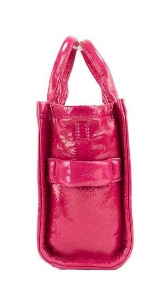 Marc Jacobs Shiny Crinkle Mini Tote Magenta Leather Crossbody käsilaukku