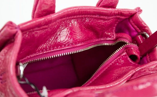 Marc Jacobs Shiny Crinkle Micro Tote Magenta Leather Crossbody Bag käsilaukku