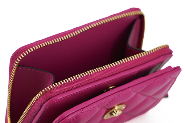 Versace Purple Nappa Leather Bifold vetoketju lompakon ympärillä