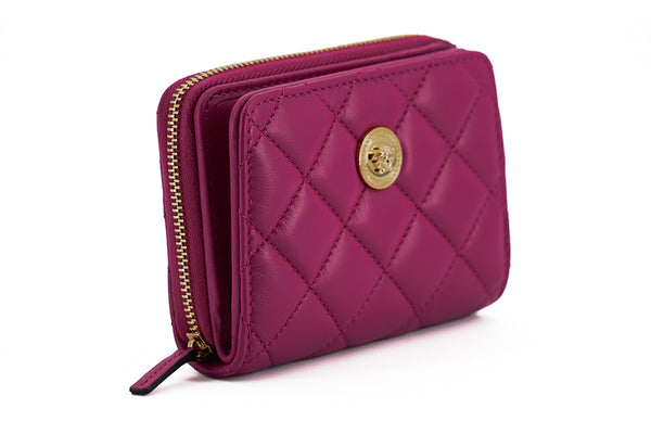 Versace Purple Nappa Leather Bifold vetoketju lompakon ympärillä