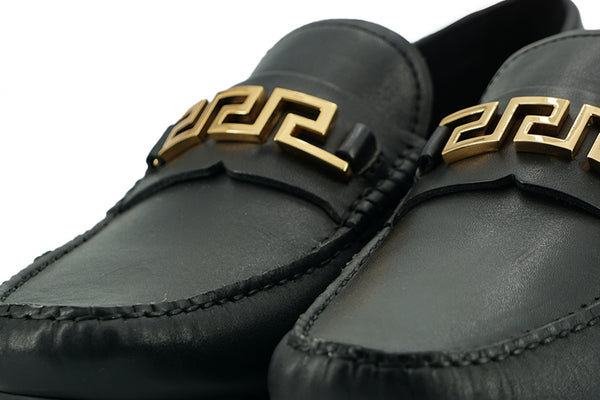 Versace Black Calf Leather Loafers -kengät