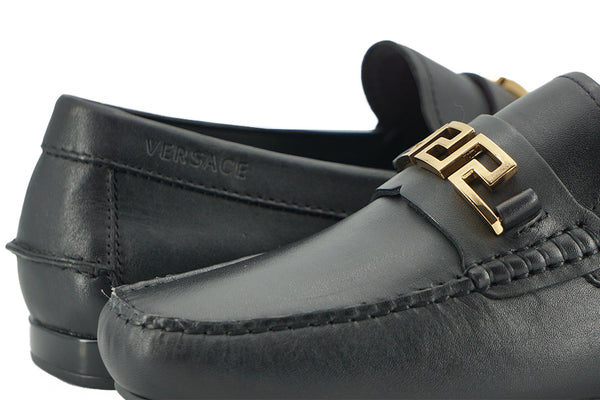 Versace Black Calf Leather Loafers -kengät