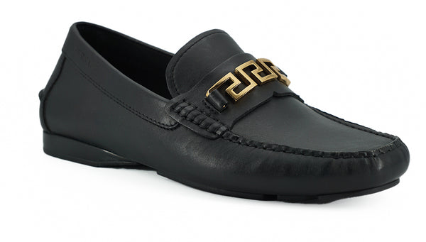 Versace Black Calf Leather Loafers -kengät