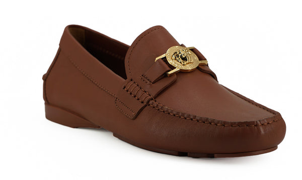 Versace Natural Ruskeat Calf Leather Loafers -kengät