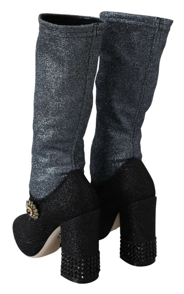 Dolce &amp; Gabbana Black Crystal Mary Janes -saappikengät
