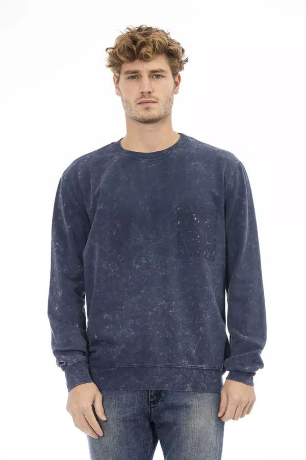 Distretto12 Chic Blue Fleece Sweater with Crew Neck