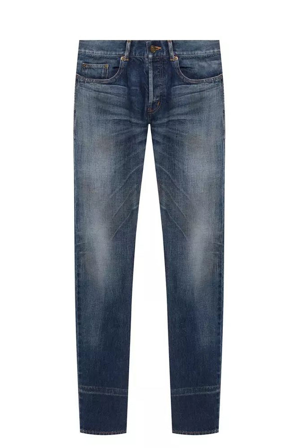 Saint Laurent Blue Cotton Jeans &amp; Pant