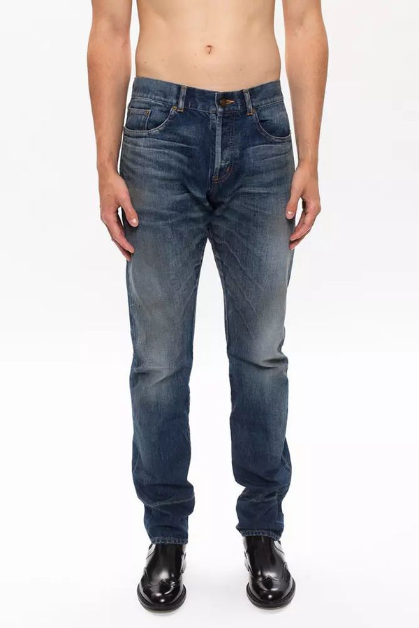 Saint Laurent Blue Cotton Jeans &amp; Pant