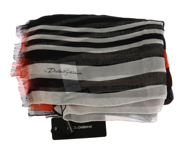 Dolce &amp; Gabbana Multicolor Striped Silk Shawl Fringes -huivi