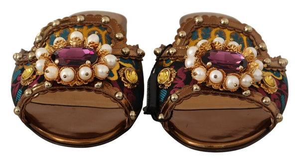 Dolce &amp; Gabbana moniväriset kukkakoristelut Slides Flats -kengät