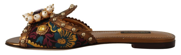 Dolce &amp; Gabbana moniväriset kukkakoristelut Slides Flats -kengät