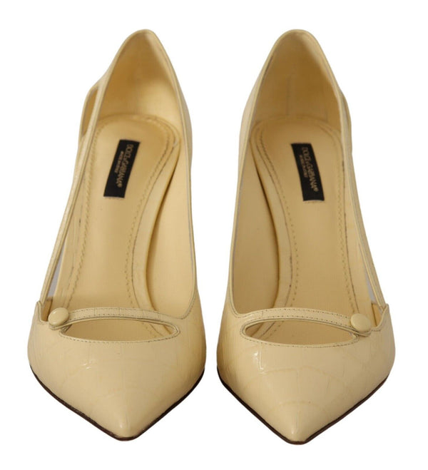 Dolce &amp; Gabbana Yellow Exotic Leather Stiletto Heel Pumps -kengät