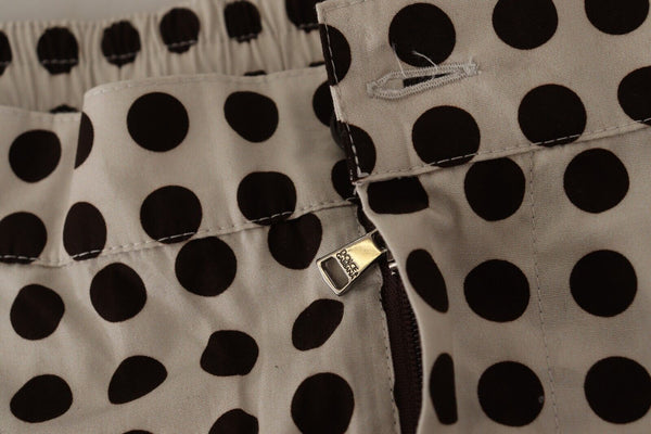 Dolce &amp; Gabbana Black White Polka Dots puuvillaiset pellavashortsit