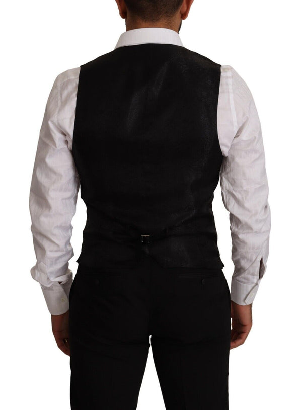 Dolce & Gabbana Elegant Black Virgin Wool Dress Vest