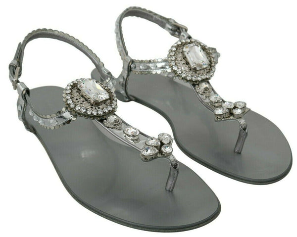 Dolce &amp; Gabbana Silver Crystal sandaalit varvastossut