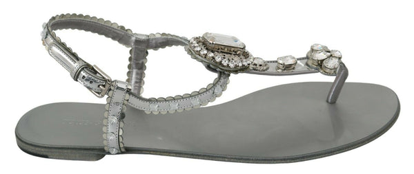 Dolce &amp; Gabbana Silver Crystal sandaalit varvastossut