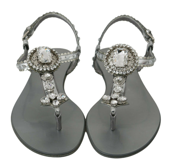 Dolce &amp; Gabbana Silver Crystal sandaalit varvastossut