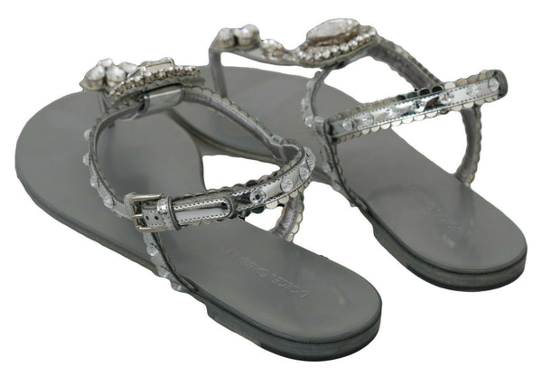 Dolce &amp; Gabbana Silver Crystal sandaalit varvastossut