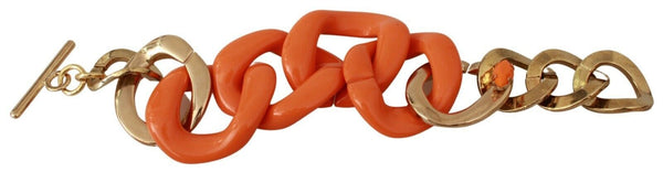 Ermanno Scervino kulta-oranssi ketju leveä messinki-muovirannekoru