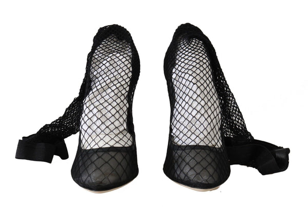 Dolce & Gabbana Elegant Netted Sock Pumps in Timeless Black