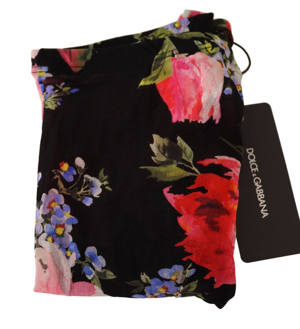 Dolce &amp; Gabbana mustat kukkakuvioiset sukkahousut nailonsukat