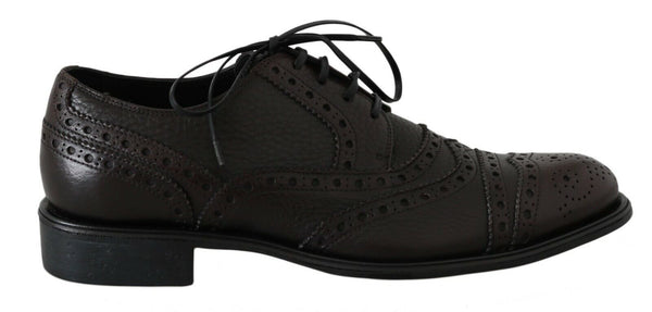 Dolce &amp; Gabbana Ruskeat nahkaiset Wingtip Derby -muodolliset kengät
