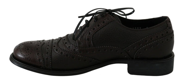 Dolce &amp; Gabbana Ruskeat nahkaiset Wingtip Derby -muodolliset kengät