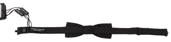 Dolce &amp; Gabbana Black Pattern Silk säädettävä kaula Papillon rusetti