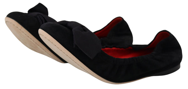 Dolce &amp; Gabbana Black Suede Flat Slip On balettikengät