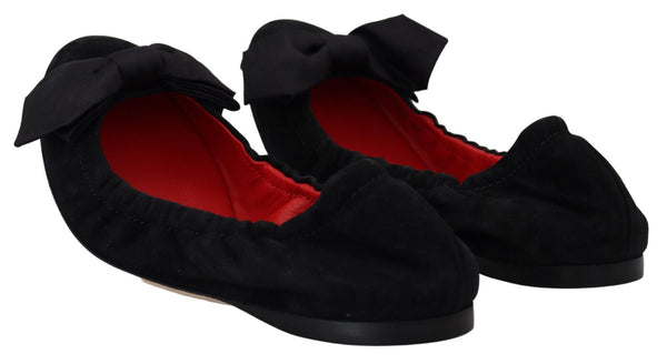 Dolce &amp; Gabbana Black Suede Flat Slip On balettikengät