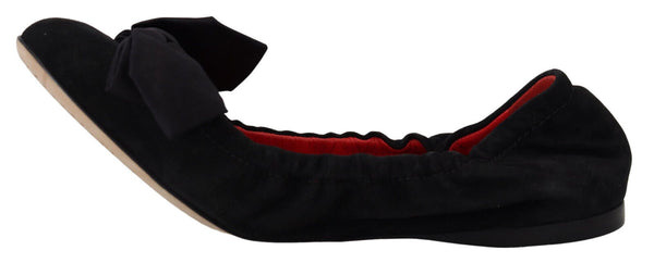 Dolce &amp; Gabbana Black Suede Flat Slip On balettikengät