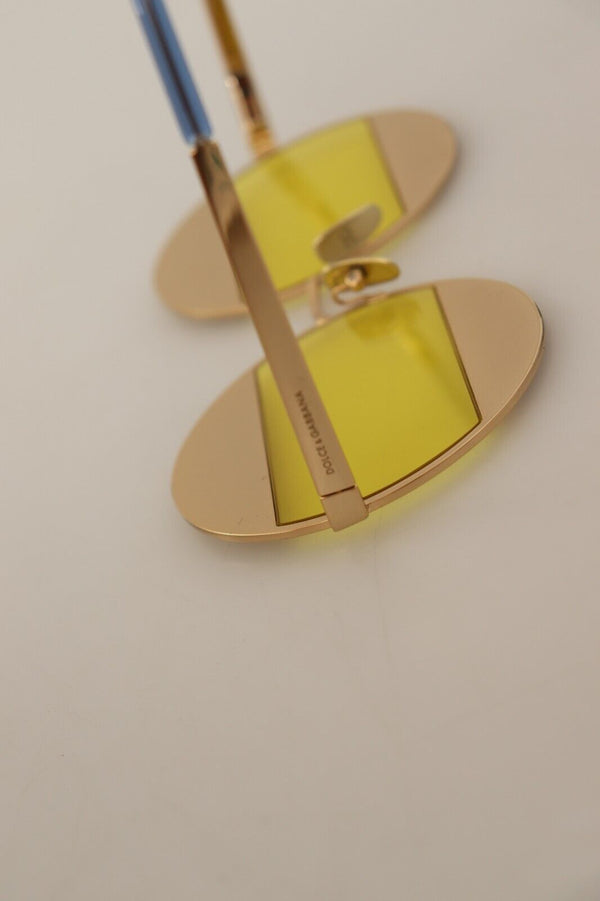 Dolce &amp; Gabbana Gold Oval Metal Crystals Shades aurinkolasit