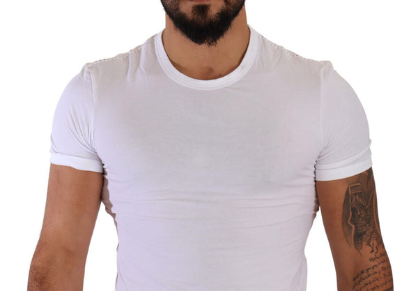Dolce &amp; Gabbana valkoinen pyöreäkaula-aukkoinen puuvilla joustava T-paita Alusvaatteet