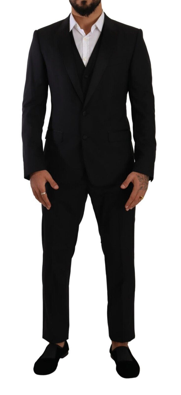 Dolce &amp; Gabbana musta MARTINI yksirivinen 3-osainen puku