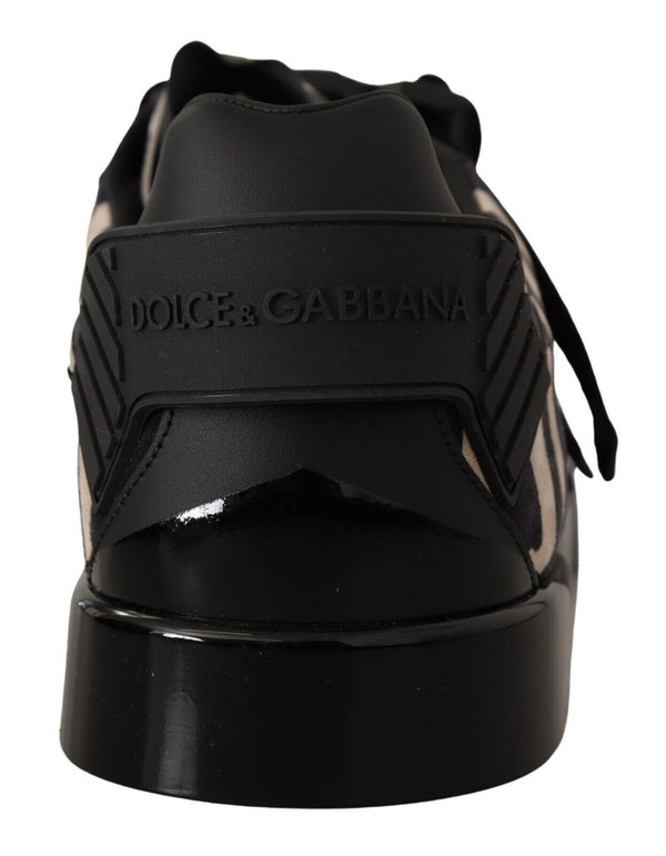 Dolce &amp; Gabbana mustavalkoinen Zebra Suede kumiset lenkkarit